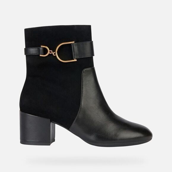 Geox Eleana Woman Black Leather Ankle Boot Size 8 - Picture 10 of 10